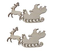 Syntego Renne rustique en bois avec père noël sur traîneau, décoration artisanale en bois, 10 pièces