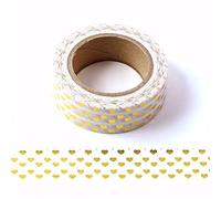 Syntego Ruban adhésif décoratif en forme de cœurs blancs et dorés 15 mm x 10 m