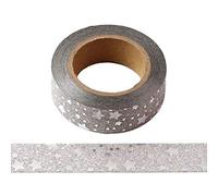 Syntego Ruban adhésif Washi à paillettes argentées avec étoiles argentées 15 mm x 10 m