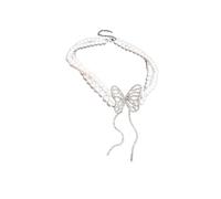 Synthèse de Luxe Collier à Glands de Papillon perlé pour Femmes Bijoux de boulange de Cou de Couche à Double Couche à Double Couches