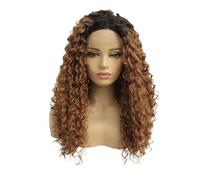 Synthetic 13x3 Lace Front Wigs Ombre Light Brown Natural Wavy Wig for Black Women Glueless Ready to Wear(26inch)