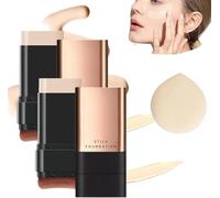 Synthetic Foundation Stick,2-in-1 Luxury Anti-Wrinkle Foudation Stick,Double-Head Foundation Make Up Stick,Hydrating Lightweight Foundation Stick with Brush,Flawless Eraser Foundation Stick (02#, 2pc)