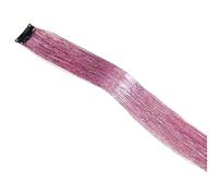 Synthetic Glitter Clip On In Hair Extensions Colored Shiny Sparkle Extension In Fake Hairpieces Fairy Tinsel Kit(Pink)