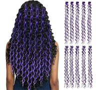 Synthetic Hair Extensions Colored Strands Deep Wave Clip-on Female Rainbow 24Inch10Pieces/Set Heat(D)