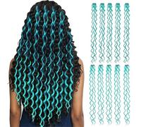 Synthetic Hair Extensions Colored Strands Deep Wave Clip-on Female Rainbow 24Inch10Pieces/Set Heat(S)