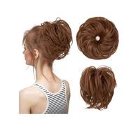 Synthetic Messy Bun Hair Curly Hairpiece Scrunchie Wrap Piece Elastic Wig Ponytail Extension(Copper auburn)