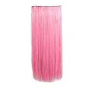 Synthetic Natural Clip In Hair Extensions Fake Single Pink Straight False Piece Hairstyle For Women 24inch(COLOR 23_24INCHES)