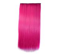 Synthetic Natural Clip In Hair Extensions Fake Single Pink Straight False Piece Hairstyle For Women 24inch(PINK3_24INCHES)