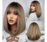 Synthetique Dégradé Gris Clair Réaliste Haute Température Fil Européen Et Américain Perruque Couvre-chef Perruque Courte Cheveux