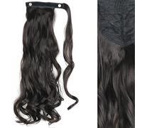 Synthétique Envelopper Autour De Queue De Cheval Clip Dans Les Extensions De Cheveux Longue Queue De Cheval Droite Postiche Naturelle Chapeaux Brun Gris Cheveux-SI88-2,22inches,Chine