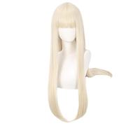 Synthetique Perruque blanche longue et droite avec frange, 80cm/31.4 pouces, perruques de fête costumée, perruque spéciale pour femmes, perruque de cheveux synthétiques superposés Cheveux