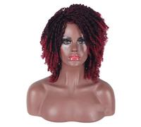 Synthetique Perruques Afro bouclées courtes 16 "/40cm pour femmes noires, perruque synthétique courte Dreadlock noire mélangée brune, perruque torsadée Cheveux