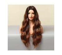 Synthetique Perruques ondulées longues de 28 "/ 70 cm pour femmes perruques bouclées ondulées avec partie centrale perruques blondes ombrées perruque synthétique longue ondulée Cheveux
