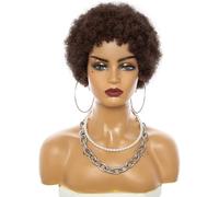 Synthetique Perruques pour femmes noires cheveux humains courts Afro crépus bouclés cheveux noirs perruques pour femmes noires rebondissant et doux Afro Cheveux