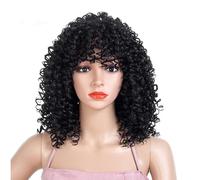Synthetique Perruques synthétiques bouclées de 50cm/19.6 pouces pour femmes, perruque courte ondulée avec frange, grandes perruques synthétiques souples et amples pour le quotidien Cheveux