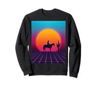 Synthwave Cowboy Retrowave Western Horse Desert Sunset des années 80 Sweatshirt