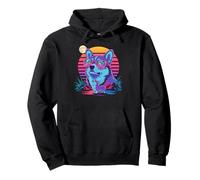 Synthwave Pembroke Welsh Corgi Hurle à La Lune Corgis Sweat à Capuche
