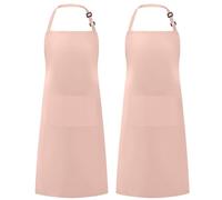 Syntus Lot de 2 tabliers de cuisine réglables 100 % coton avec 2 poches pour femme, rose poudré