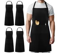 Syntus Lot de 4 bavoirs réglables résistants aux chutes d'eau avec 2 poches Tabliers de cuisine Noir