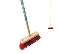 Synx Tools Balai de Rue Cantonnier Rouge 29 cm avec Manche 120 cm - Balai de Jardin Extérieur Nylon Dur pour Terrasse, Cour, Trottoir et Allée - Résiste à l'Humidité