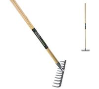 Synx Tools Râteau de Jardin Galvanisé 12 Dents - Râteaux - Ramasseurs de Sol - Désherbant - Articles de Jardin - Manche de 160 cm en Bois