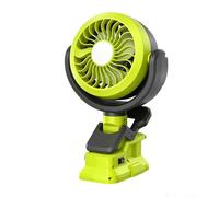 Synxiter Ventilateur à clip sans fil pour Ryobi Ventilateur sans fil 18V avec tête rotative à 180 °C et 2 vitesses pour extérieur/camping/barbecue, etc. (outil uniquement)