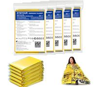 SYNYOUR Couverture de Survie 5 Pièces, Réutilisable, Or Argent, 210×160cm | Randonnée Survie Premiers Secours Marathons Voiture, Robuste Indéchirable Imperméable Réfléchir les Rayons du Soleil