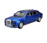 SYOEUR 1:24 pour Aurus Senat Limousine Alliage Métal Moulé sous Pression Modèle De Voiture Son Et Lumière Classique À La Mode Ornements Répliques Miniatures Véhicules à Moteur(Bleu)