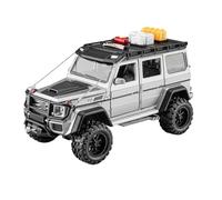 SYOEUR 1:24 pour Mercedes-Benz G550 4X4 Version Modifiée Voiture Tout-Terrain Moulée sous Pression Son Lumière Pull Back Décorations Véhicule Répliques Miniatures Véhicules à Moteur(Argent)