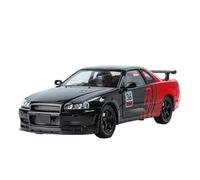 SYOEUR 1:24 pour Nissan GTR R34 Version Modifiée Son Et Lumière Super Racing Alloy Diecast Model Car Répliques Miniatures Véhicules à Moteur(Noir)