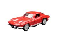 SYOEUR 1/36 pour Chevrolet Corvette Stingray 1963 Modèle De Voiture Classique en Alliage Collection pour La Table avec Fonction Rembobinage Répliques Miniatures Véhicules à Moteur(Rouge)