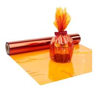 SYOGUA Rouleau de cellophane translucide pour paniers cadeaux, papier d'emballage coloré pour friandises, bonbons, vacances, anniversaire, décoration de fête prénatale - Orange - 30,5 m x 43,2 cm