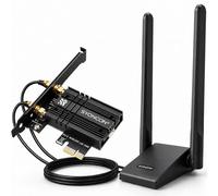 SYONCON AXE5400 Carte WiFi PCIe pour PC avec Rallonge Base d’antenne | Bluetooth 5.3 avec WiFi 6E intel AX210 Puces, Tri-bande (2,4/5/6GHz) Carte réseau PCI Express pour Windows 10/11 (64 bits)