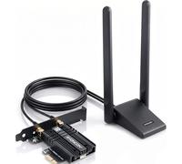 SYONCON AXE5400S Carte Wi-Fi PCIe pour PC, Intel AX210 WiFi 6E Bluetooth 5.3 avec meilleure antenne d'extension de signal, triple bandes (6 GHz/5 GHz/2,4 GHz) Carte réseau PCI Express pour Windows 10