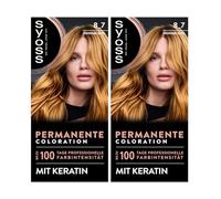 Syoss Color Coloration 8_7 Blond miel niveau 3 (2 x 115 ml), coloration permanente pour cheveux jusqu'à 10 semaines d'intensité de couleur et 70 % de casse des cheveux en moins*