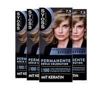 SYOSS Coloration 7_5 blond cendré moyen (4 x 115 ml), coloration permanente à la kératine donne une teinte fraîche pour jusqu'à 100 jours d'intensité de couleur professionnelle, avec effet