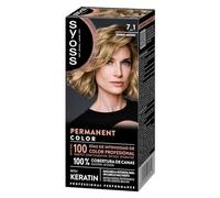 SYOSS Coloration permanente 7-1 blond moyen, coloration capillaire et masque intense à la kératine pour une couverture professionnelle des cheveux gris, une couleur longue durée et un soin intensif