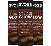 SYOSS Colorlow Lot de 3 colorations nourrissantes pour cheveux, marron profond, semi-permanente, niveau 1, 3 x 100 ml (marron profond)