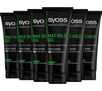Syoss Gel Max Hold (6 x 250 ml), gel coiffant pour homme avec tenue extra forte et brillance 48 h pour des coiffures soignées, gel cheveux pour hommes sans alcool ni silicone, ne colle pas