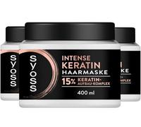 SYOSS Lot de 3 masques capillaires intensifs à la kératine (3 x 400 ml) - Cure capillaire de qualité supérieure pour cheveux faibles et cassants - Avec un complexe de construction à 15 % de kératine