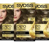 Syoss Oleo Intense Coloration à l'huile 6-10 Blond foncé niveau 3 (3 x 115 ml) Coloration permanente pour cheveux avec soin sans ammoniaque