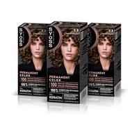 Syoss Permanent Color Teinture capillaire 5.8 châtain noisette, couverture professionnelle des cheveux blancs, couleur durable et soin profond, comprend un masque intensif à la kératine, lot de 3