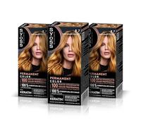 Syoss Permanent Coloration 8.7 Blond doré caramel, teinture pour cheveux femme, couverture professionnelle des cheveux blancs, couleur durable et soin profond, comprend un masque intensif à la