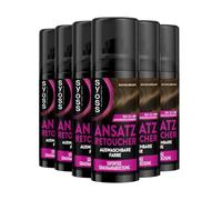 SYOSS Spray réparateur racines châtain foncé (6 x 120 ml), spray de racines couvre les racines renouvelables plus claires et grises, teinture pour cheveux lavable jusqu'à 40 applications