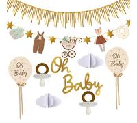 Syoulin-Baby Shower Decoration，Oh Baby bannière en constante évolution，Décoration de Table/Murale pour baptême de bébé，Très approprié pour Baby Shower Boy/Girl Gender Reveal Decoration Parties