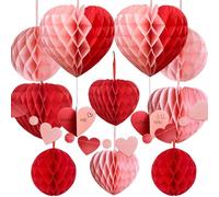 Syoulin-Cœur en nid d'abeille Rouge & Rose - Décoration Romantique pour Mariage, Proposal, Saint-Valentin et fête des mères,Décorez Vos Moments romantiques