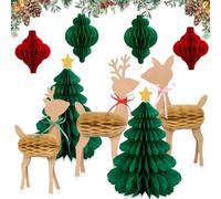 Syoulin-Deco Décoration de Noël Intérieur, 9 Pièces en Nid d'Abeille en Papier 3D pour Fêtes et Arbre de Noël