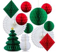Syoulin Deco Noel Interieur Maison,Décoration de Noël intérieure, Décoration de Table de Noël,XXL 12 pièces, Décorations de Noël 3D nid d'abeille, Originales et réutilisables
