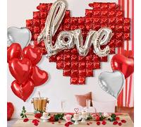 Syoulin-Ensemble de décoration de ballons pour la Saint-Valentin, ballons LOVE et gros ballons en aluminium-plastique en forme de cœur, pétales de rose, décoration romantique pour la Saint-Valentin