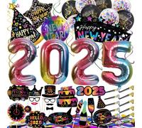 Syoulin-Silvester Deko 2025 XXL 57PCS Decoration Set, Décoration du Nouvel An du Nouvel An, ballons en papier d'aluminium, photo, confettis, ballons , Syoulin vous souhaite une bonne année